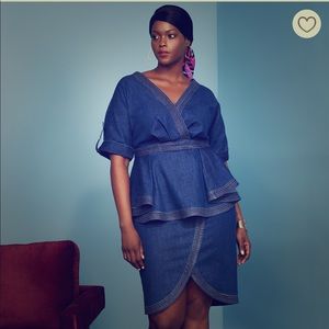 PRICE-DROP NeverWorn Denim Peplum Dress-ELOQUII